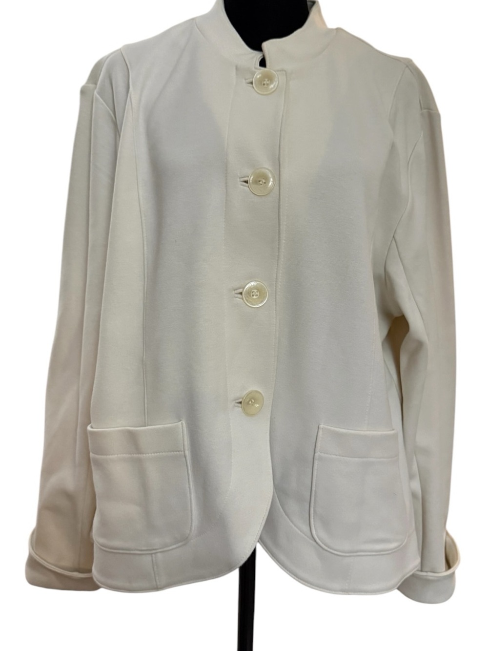 Coldwater Creek Ivory Large Knit Blazer Quiet Luxury Coastal Grandmother - Picture 2 of 6